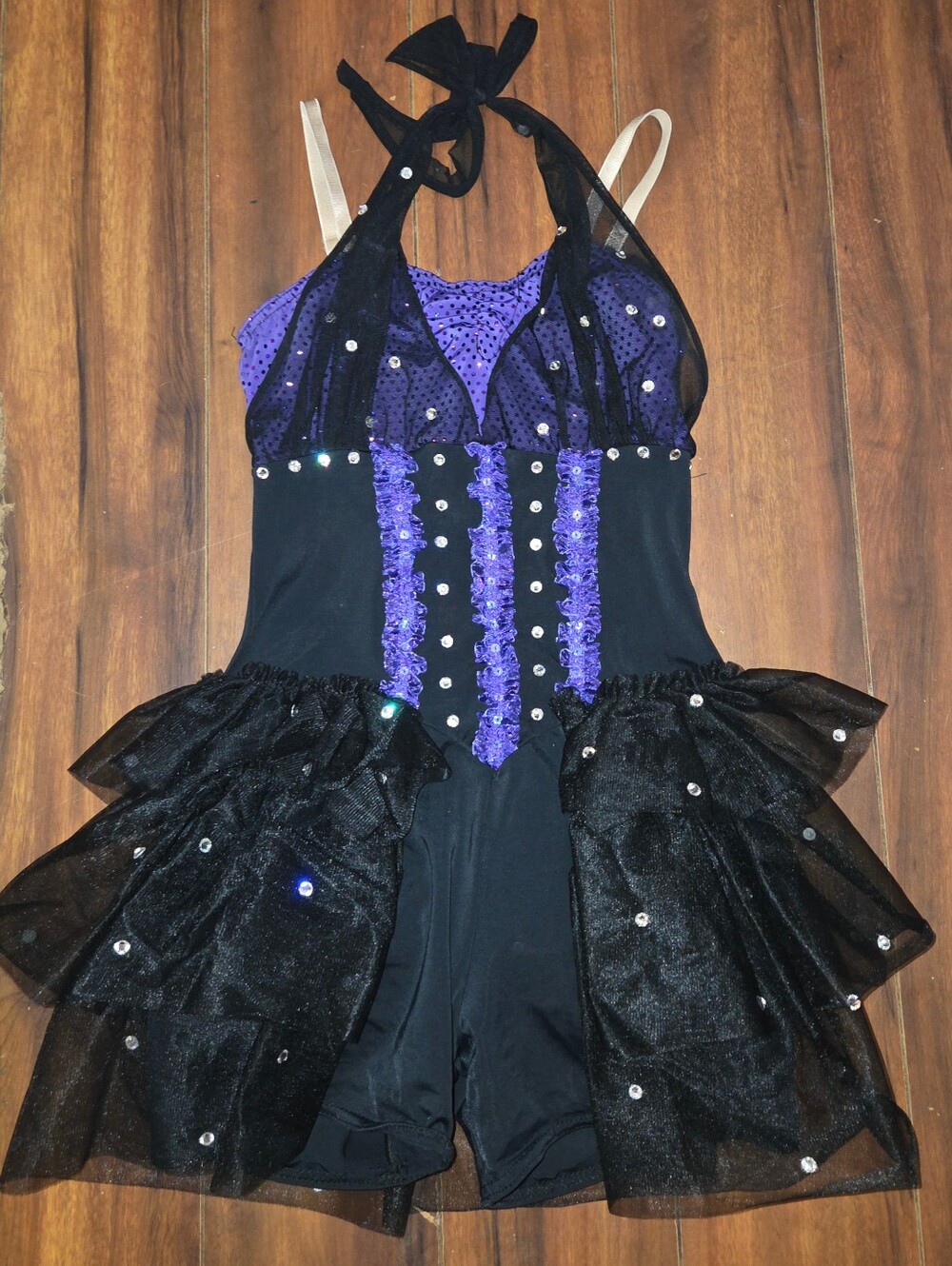 Weissman Girl's Black and Purple Sequin Rhinestone Dance Tap Jazz Costume Shorts